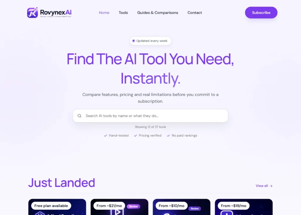RovynexAI AI Tools Discovery Platform